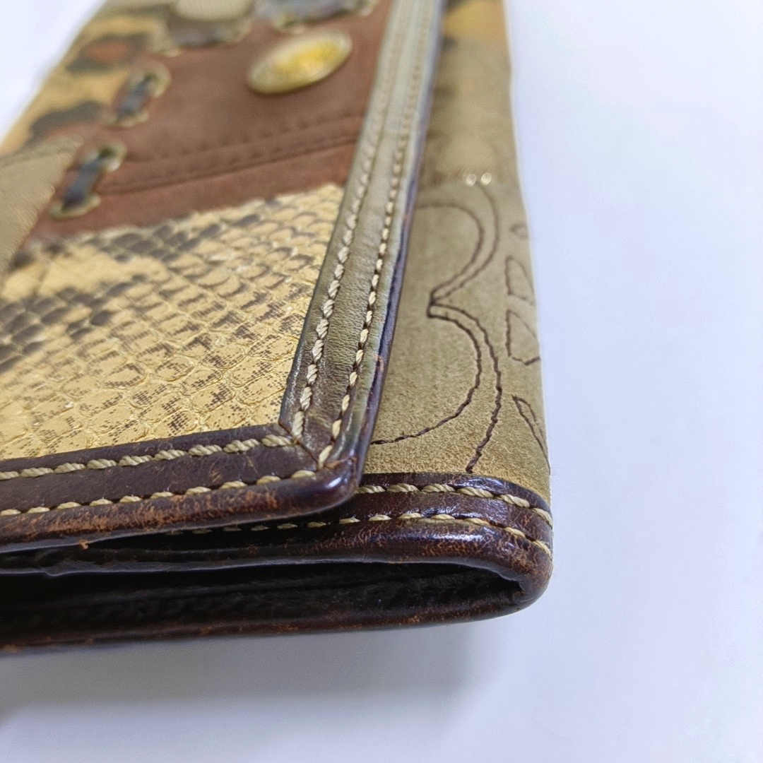 COACH Brown Mixed Material Monogrammed Textured Wallet Golden hardware Vintage model-(SKU)-950089793