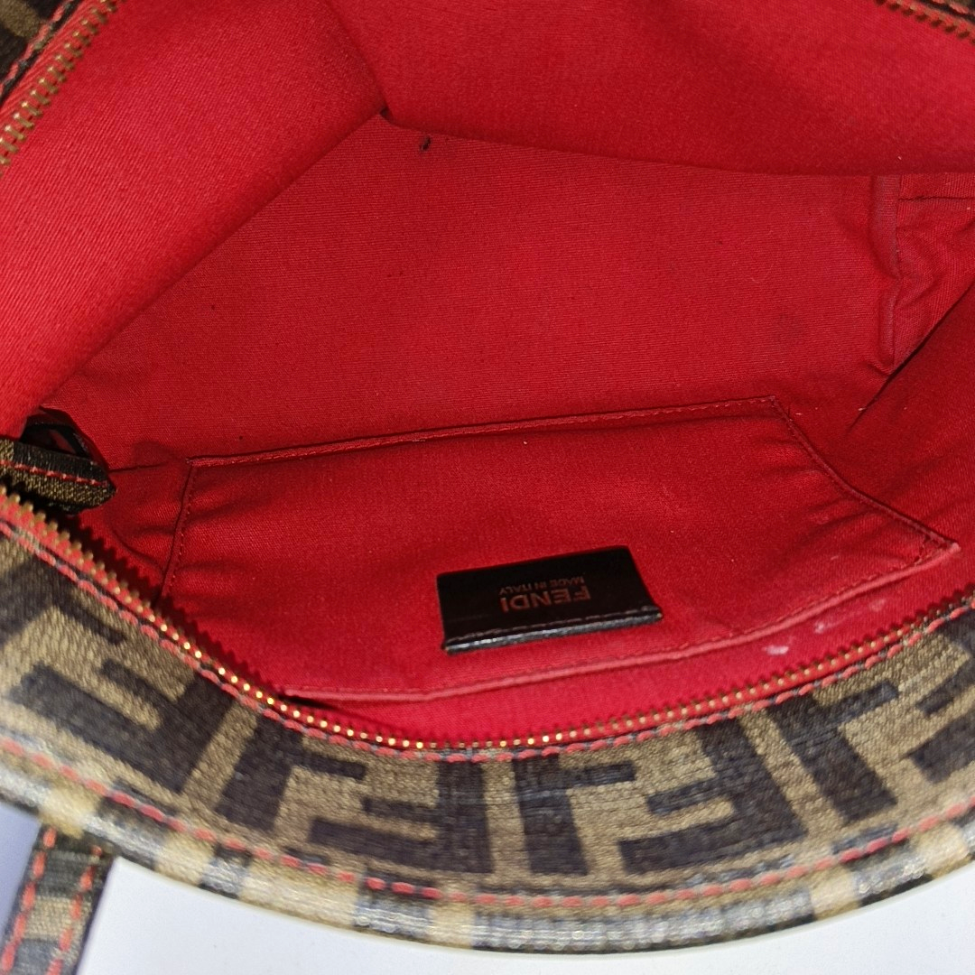 FENDI Tote bag 棕色织物双FHandheld包 Golden hardware-(SKU)-951940750