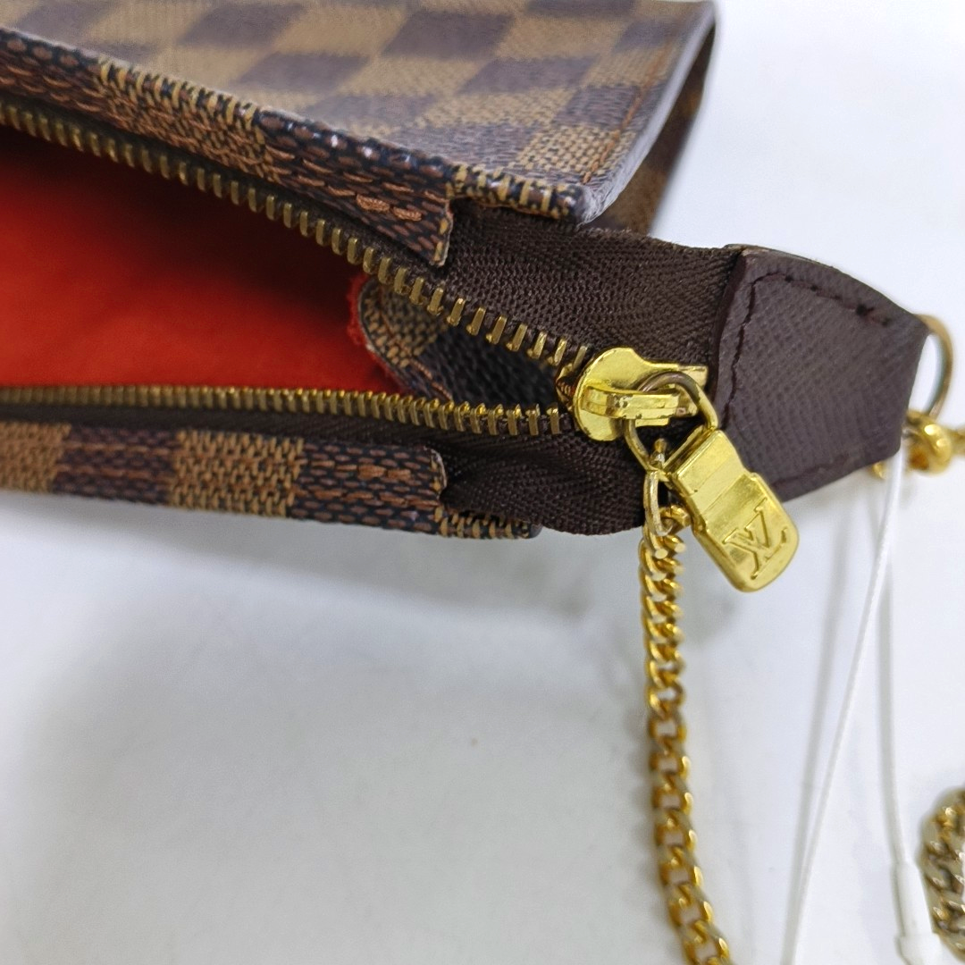 LOUIS VUITTON JOSÉPHINE 15 Brown Coated Canvas Checkered Handbag Golden hardware Vintage model-(SKU)-953734050
