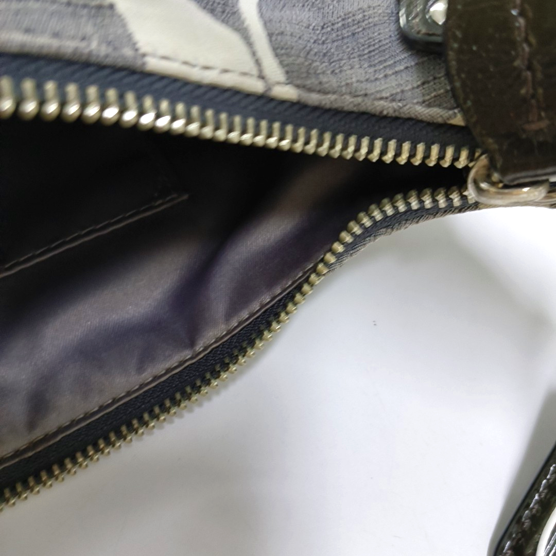 COACH Grey Canvas Monogram Single Shoulder Bag Silver Hardware-(SKU)-935729806