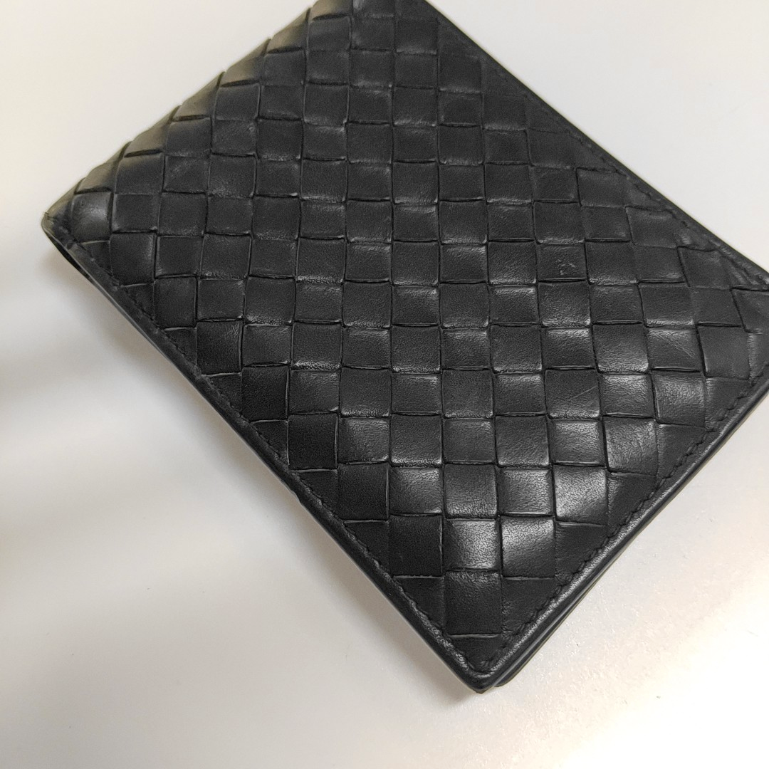 BOTTEGA VENETA Black Sheepskin Woven Wallet-(SKU)-955363008