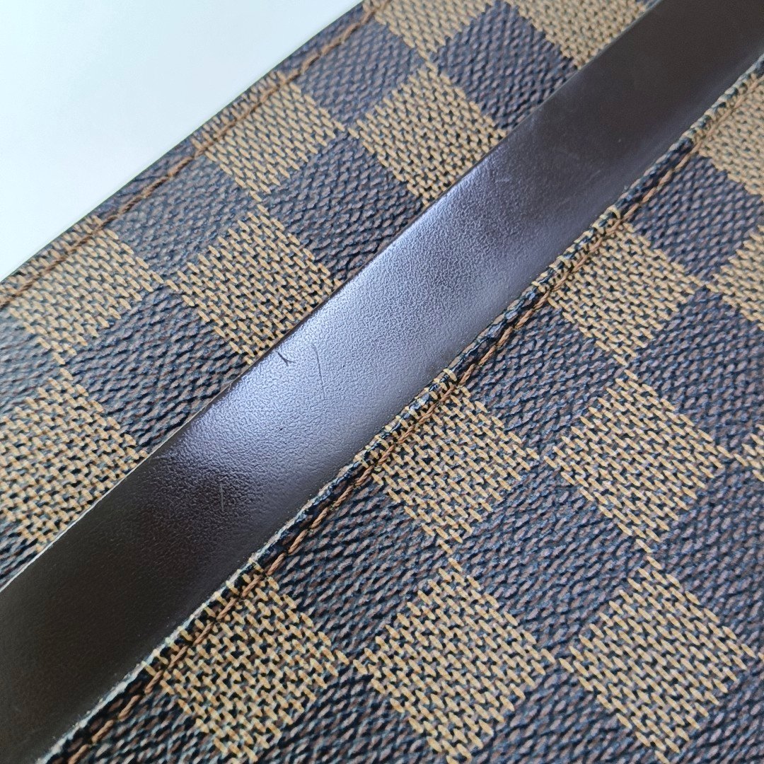 LOUIS VUITTON SAINT LOUIS Brown Coated Canvas Checkered Handbag Golden hardware-(SKU)-956148257