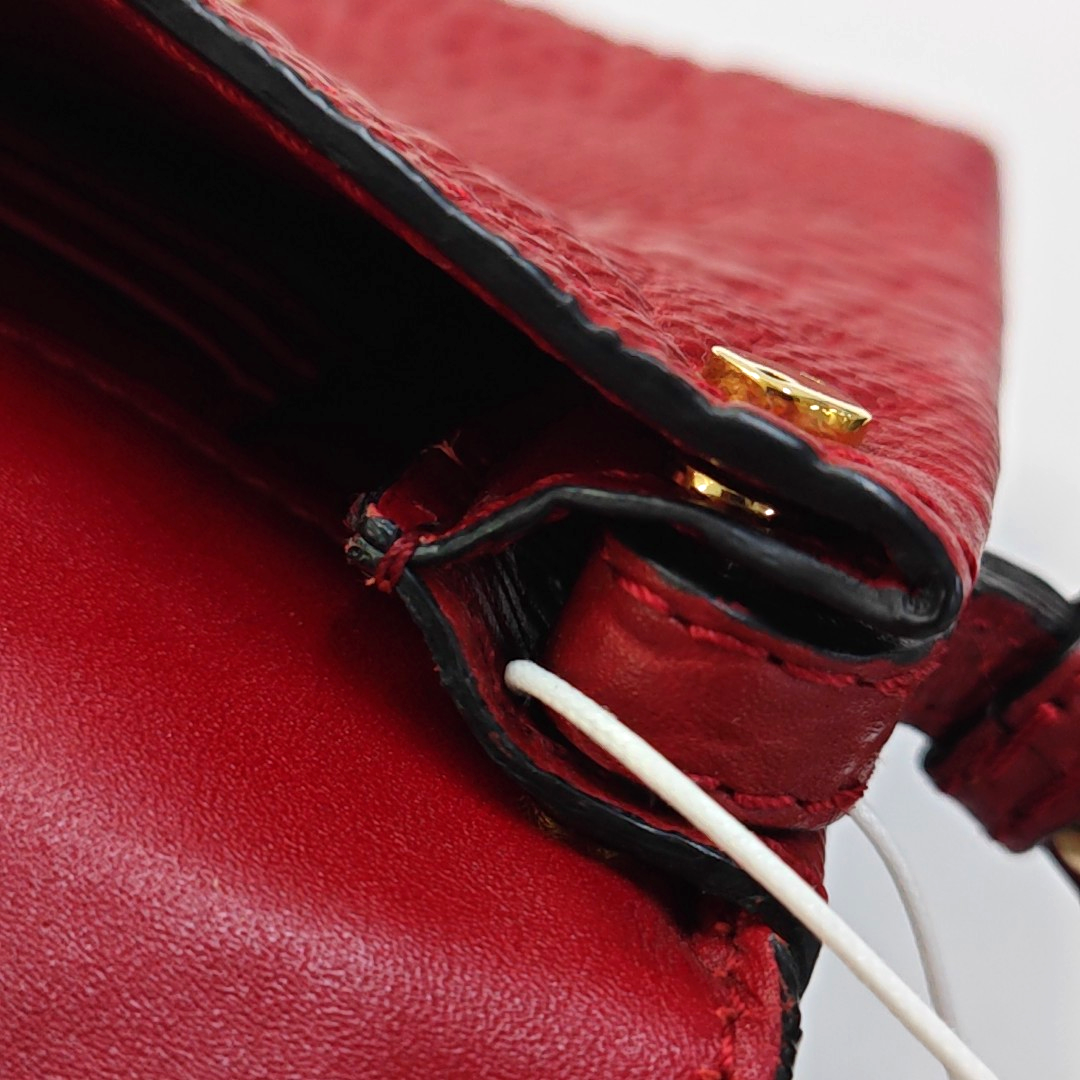 BURBERRY Langley Red Leather Monogram Quilted Single Shoulder Bag Crossbody Bag Golden hardware Removable shoulder strap-(SKU)-948627990