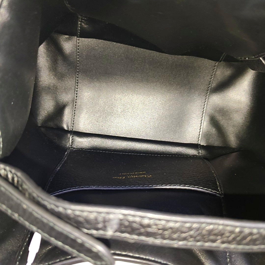 DIOR CD Signature Small Black Leather Crossbody Bag with Gold Hardware and Removable Strap-(SKU)-968313173