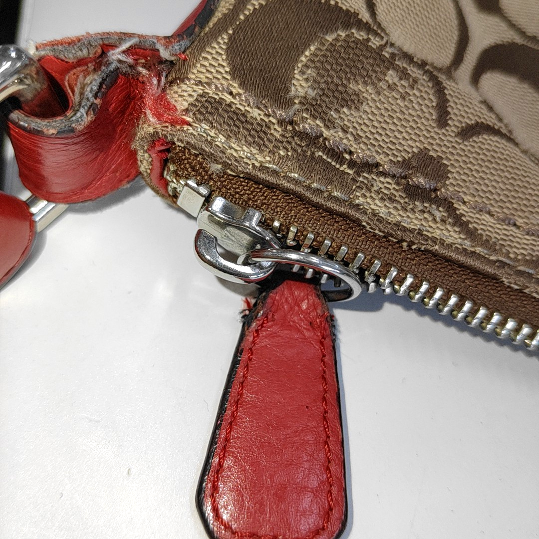 COACH Khaki Canvas VV Floral Single Shoulder Bag Handbag Crossbody Bag Silver Hardware-(SKU)-13751444