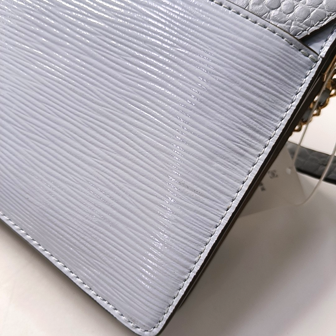 TORY BURCH Robinson Blue Calf Leather Crocodile Texture Single Shoulder Bag Handbag Golden hardware-(SKU)-951368581