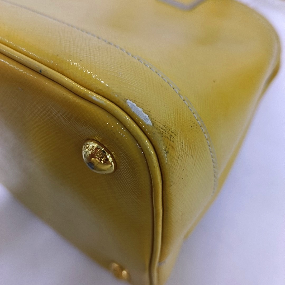 PRADA Promenade Yellow Cowhide Logo Monogram Crossbody Tote Bag Golden hardware Removable shoulder strap-(SKU)-959047479