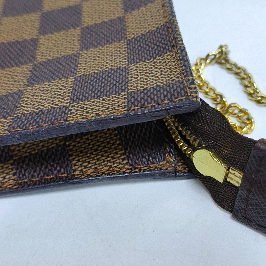 LOUIS VUITTON JOSÉPHINE 15 Brown Coated Canvas Checkered Handbag Golden hardware Vintage model-(SKU)-953734050