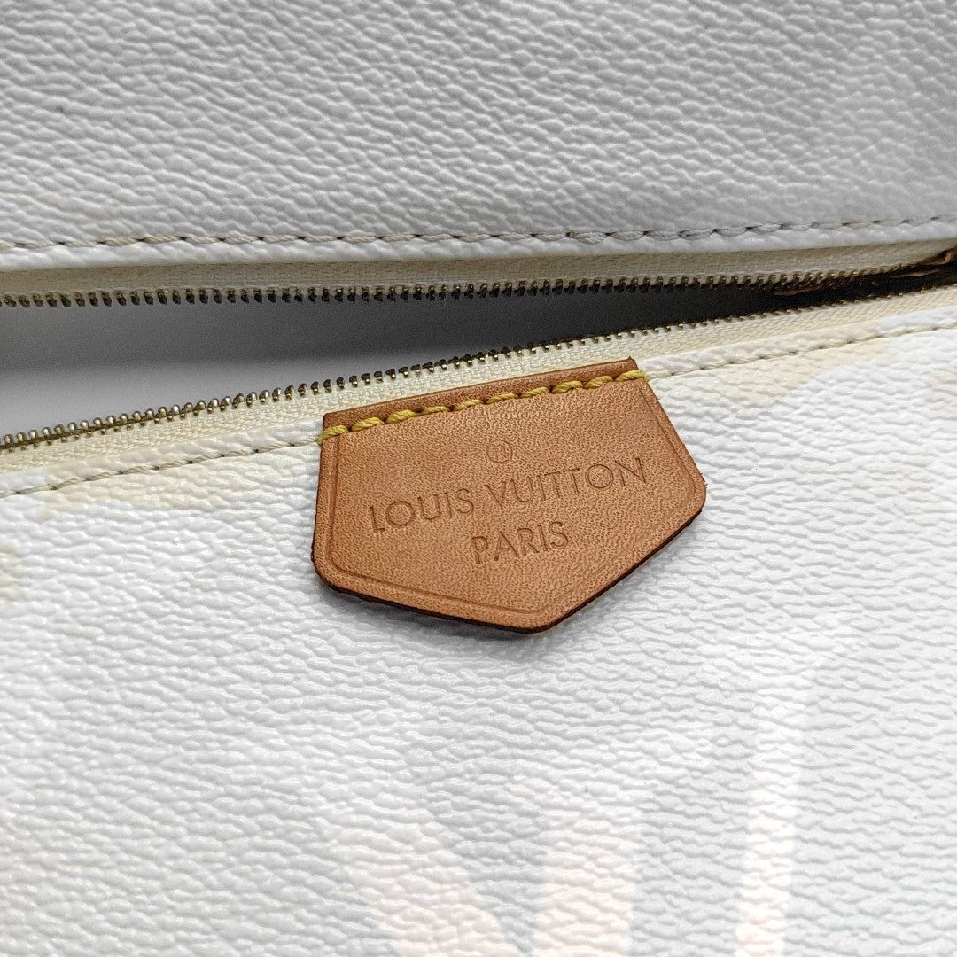 LOUIS VUITTON MULTI Blue Coated Canvas Monogram Five in One Crossbody Bag Shoulder Bag Gold Hardware Pockets 2 Removable Straps-(SKU)-968235817