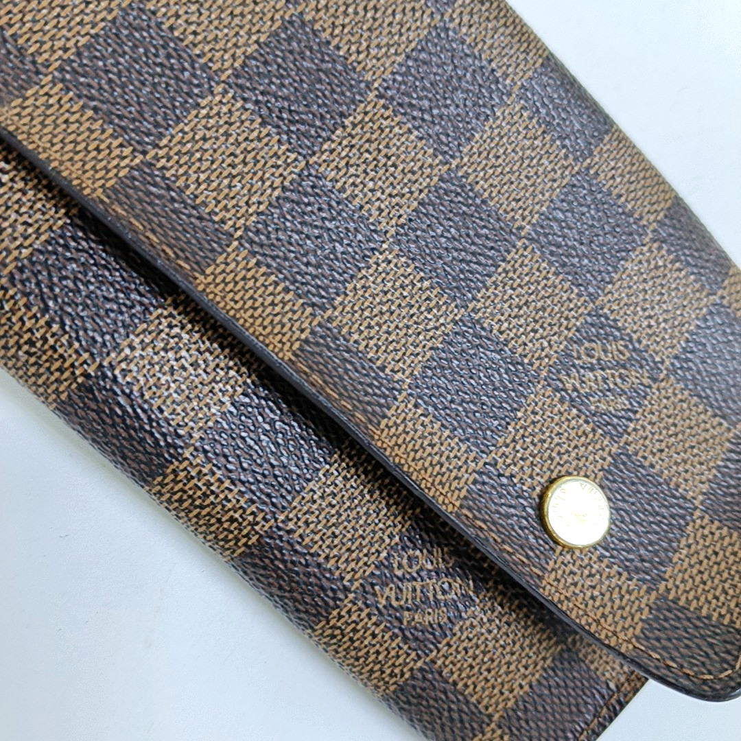 LOUIS VUITTON GRAPHITE LONG Brown Coated Canvas Checkered Wallet Golden hardware-(SKU)-959718998