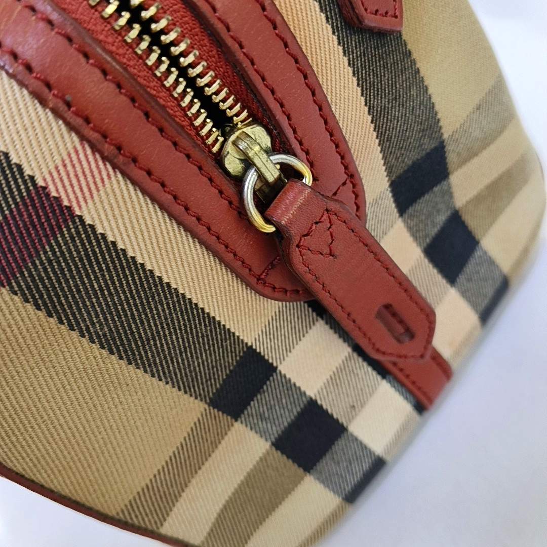 BURBERRY Alchester Red Canvas Handbag Golden hardware-(SKU)-959788155