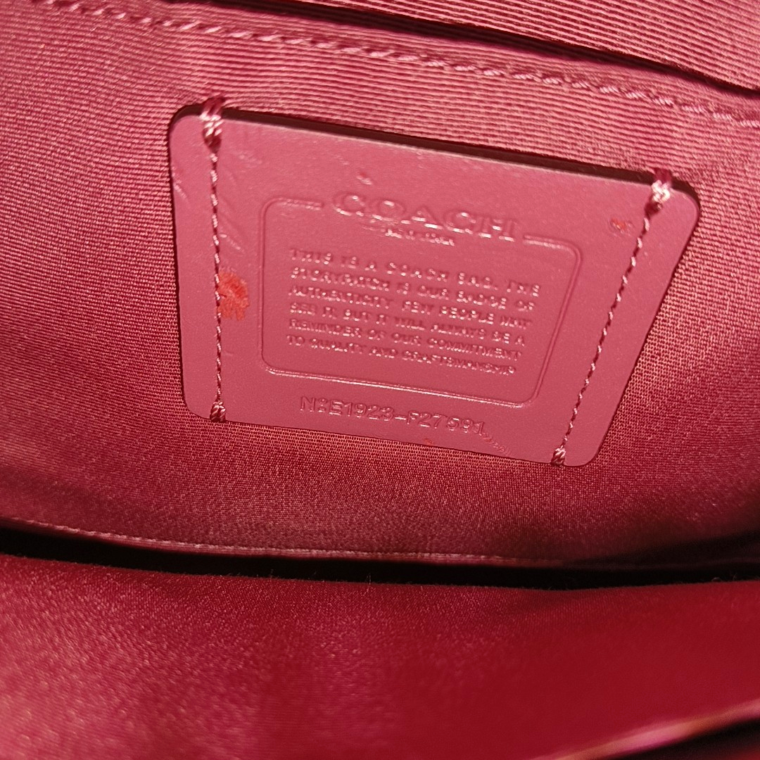 COACH SIERRA Medium size Rose Red Leather Single Shoulder Bag Crossbody Tote Golden hardware Removable shoulder strap-(SKU)-942911371