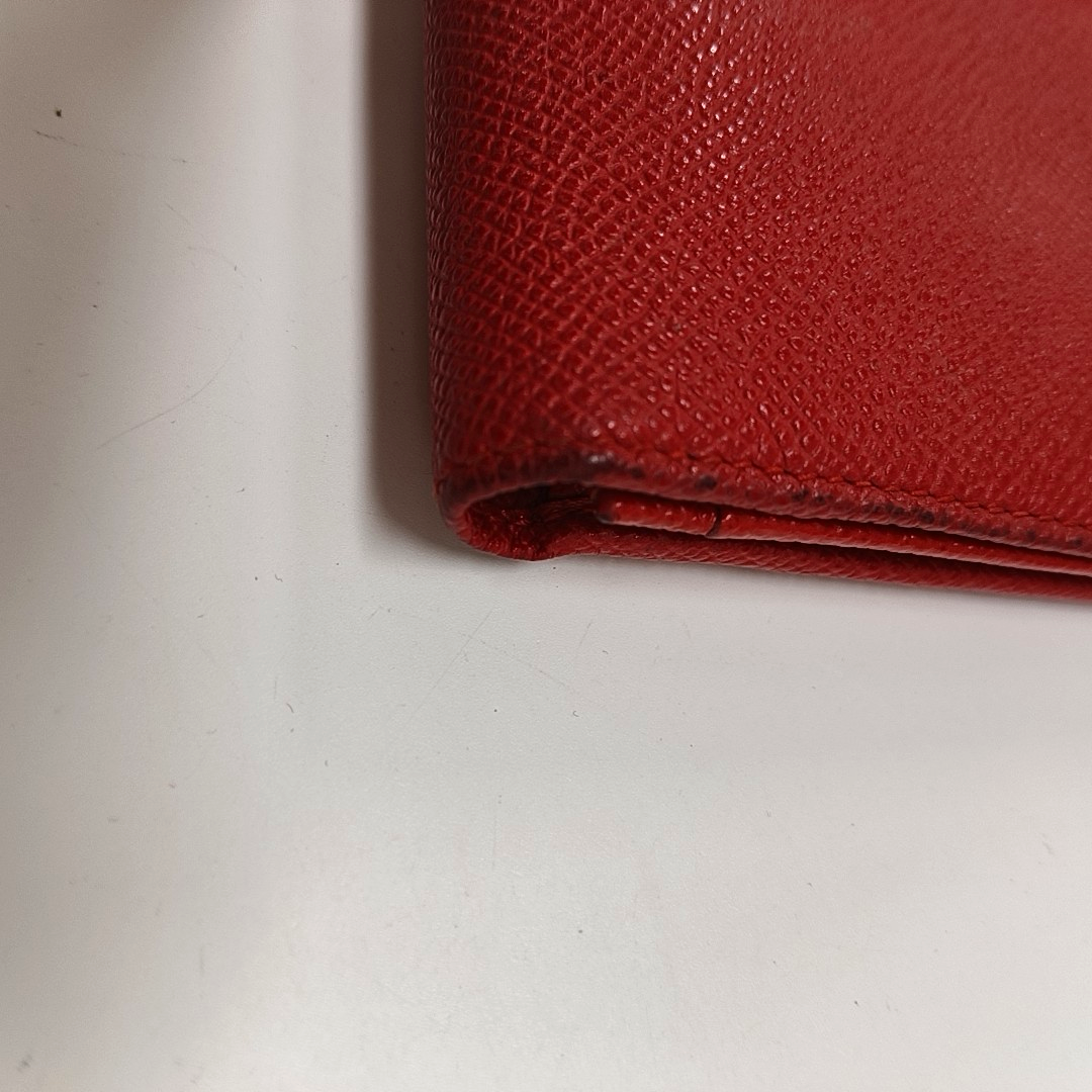 BVLGARI BVLGARI Red Leather Wallet Silver Hardware-(SKU)-13502847