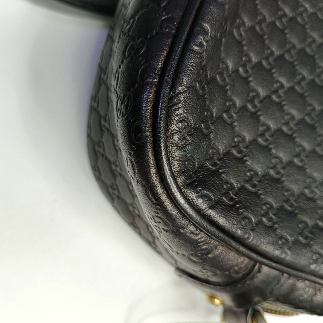 GUCCI Microguccissima Black Calfskin Monogram Embossed Bamboo Bag Single Shoulder Bag Crossbody Bag Golden hardware-(SKU)-951187178