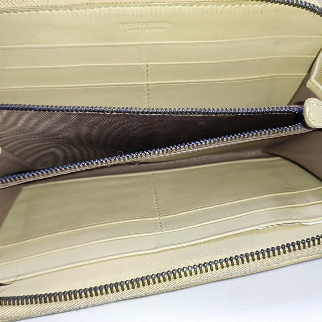 BOTTEGA VENETA Khaki Cowhide Braided Wallet Silver Hardware-(SKU)-958796805