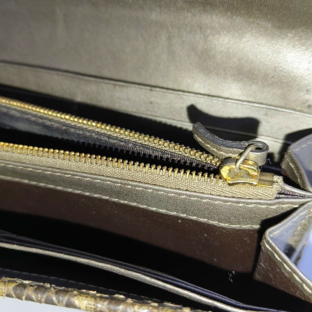 GUCCI Queen Margaret Brown Snake Leather Embossed Wallet Golden hardware-(SKU)-958381527