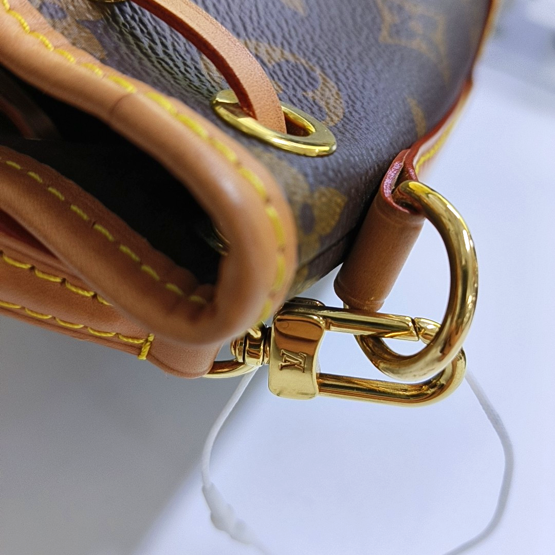 LOUIS VUITTON NOÉ Nano Brown Coated Canvas Monogram Vernis Bucket Bag Shoulder Bag Crossbody Handbag with 2 Detachable Straps-(SKU)-963381502