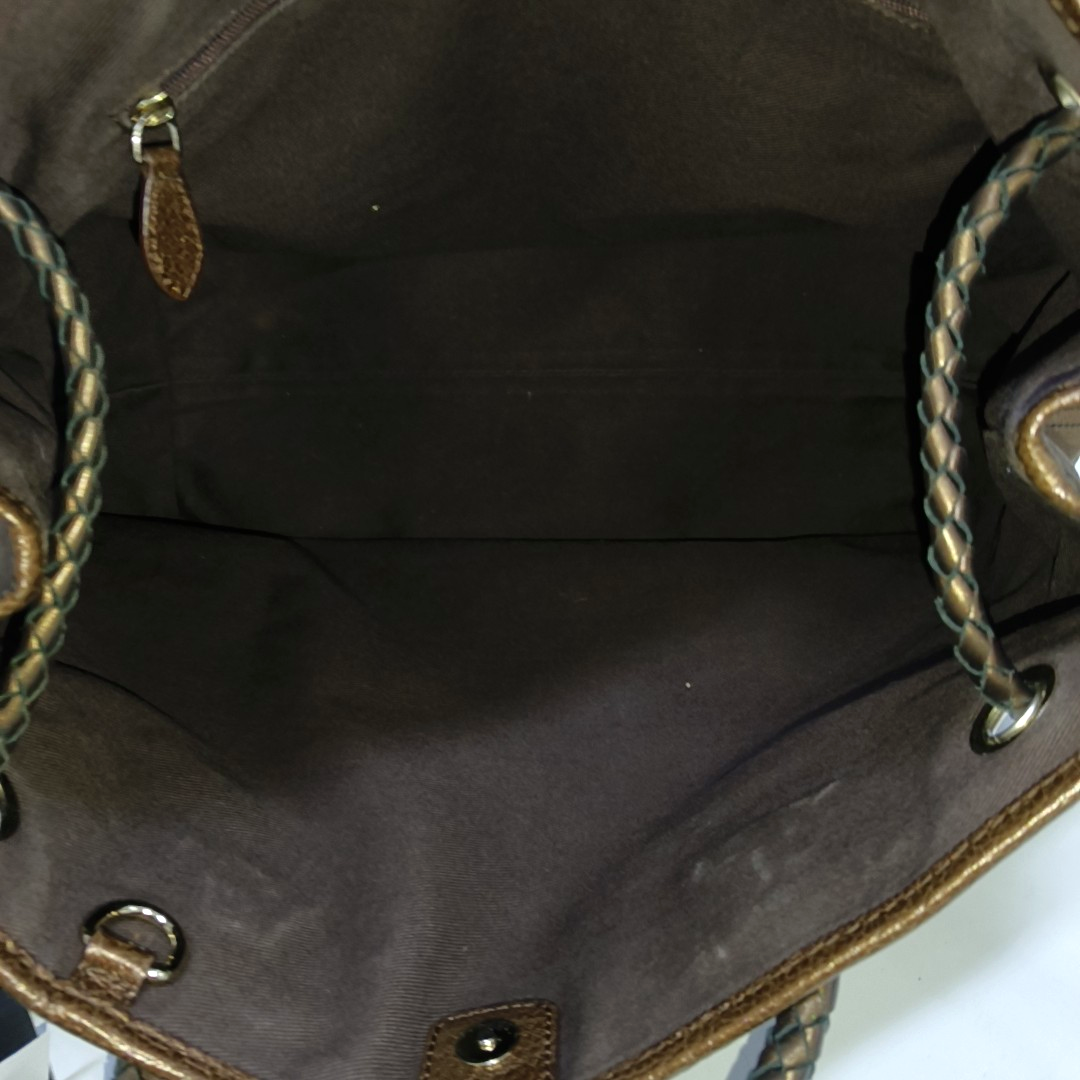 CELINE Tote bag Brown Canvas Shoulder Bag Silver Hardware-(SKU)-950569328