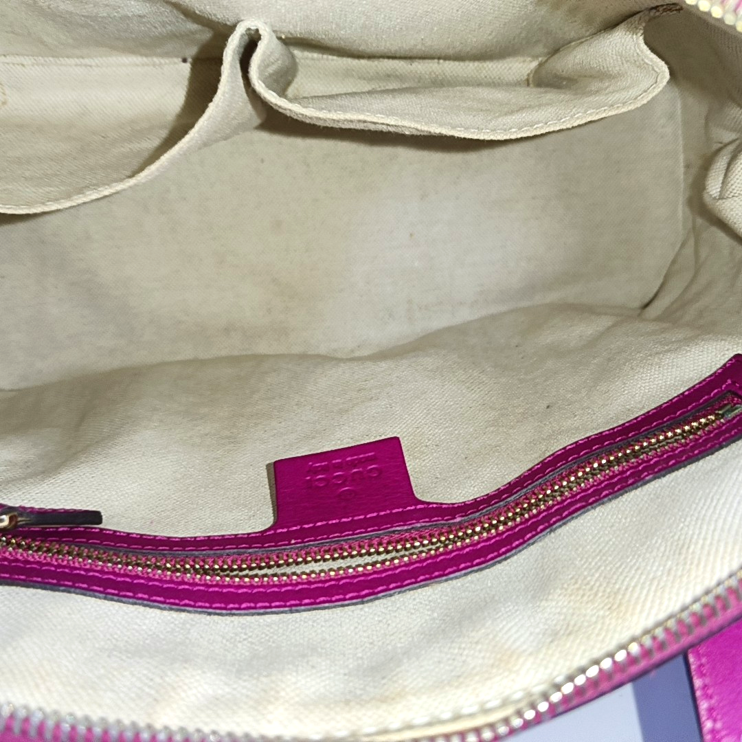 GUCCI Microguccissima Fuchsia Leather Monogrammed Crossbody Shoulder Bag Handbag Golden hardware Removable shoulder strap-(SKU)-959657436