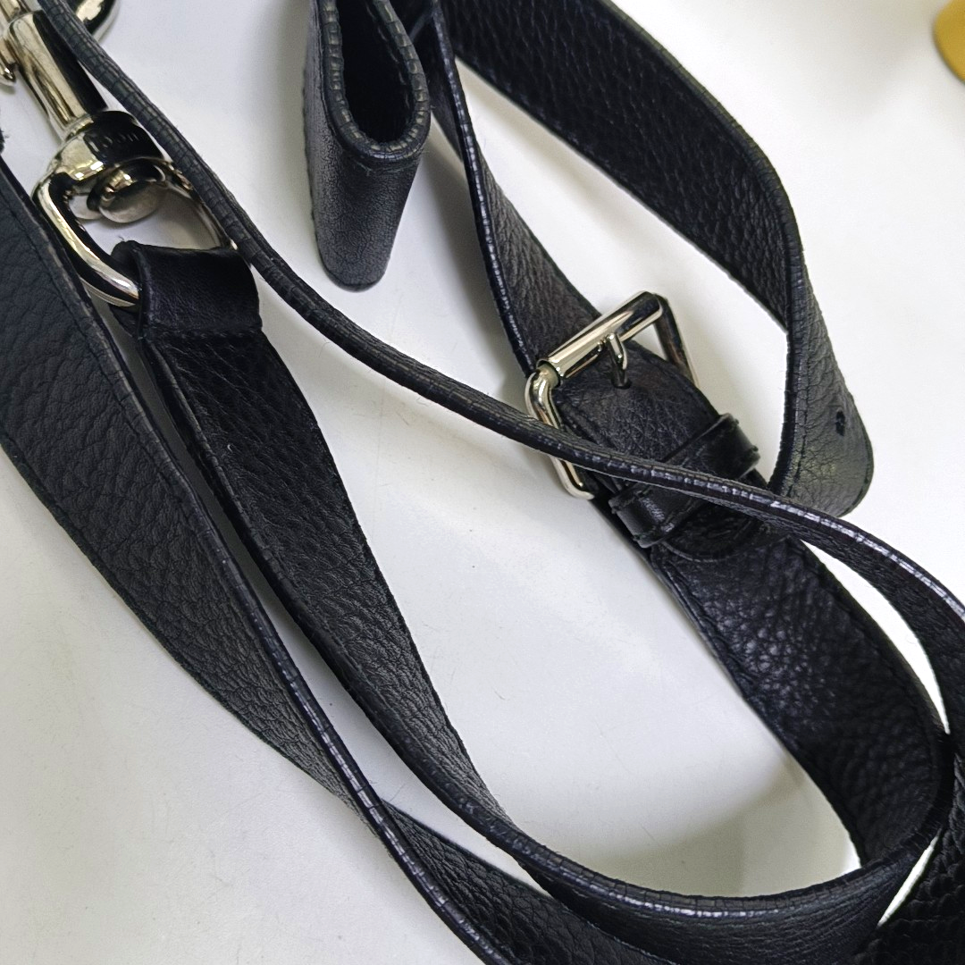 GUCCI Black Leather Single Shoulder Bag Handbag Crossbody Silver Hardware Removable shoulder strap-(SKU)-953641445