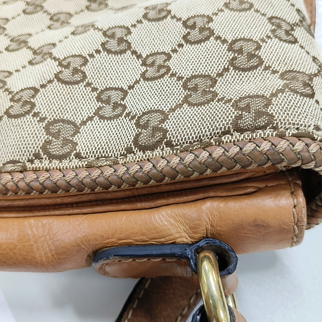 GUCCI Trunk Brown Canvas Old Flower Single Shoulder Bag Tote Bag Golden hardware-(SKU)-13447280