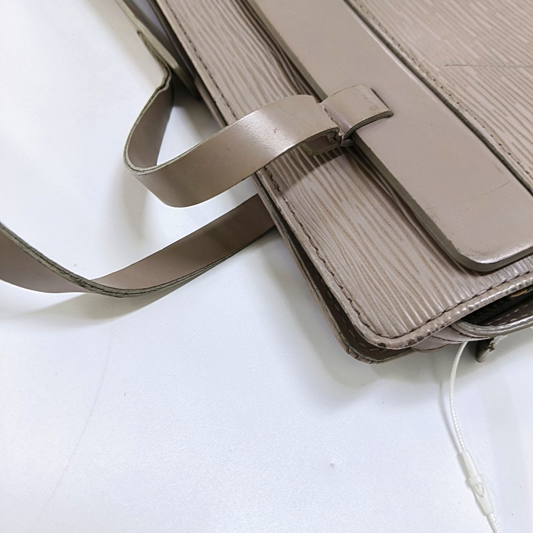 LOUIS VUITTON VINTAGE CROISETTE Large size 粉紫色EPI牛皮水波纹Shoulder Bag Handbag Silver Hardware-(SKU)-953507402