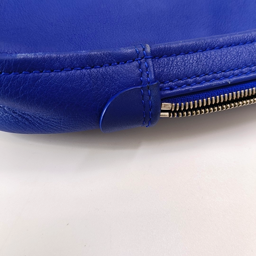 BALENCIAGA Triangle Blue Cowhide Print Clutch Silver Hardware-(SKU)-955687445