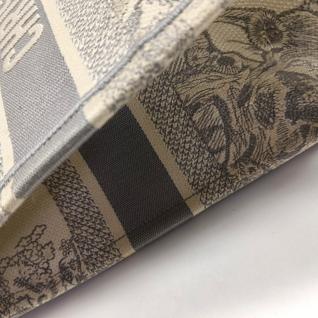 DIOR Book Tote Medium Grey Canvas Embroidered Handbag-(SKU)-971117426