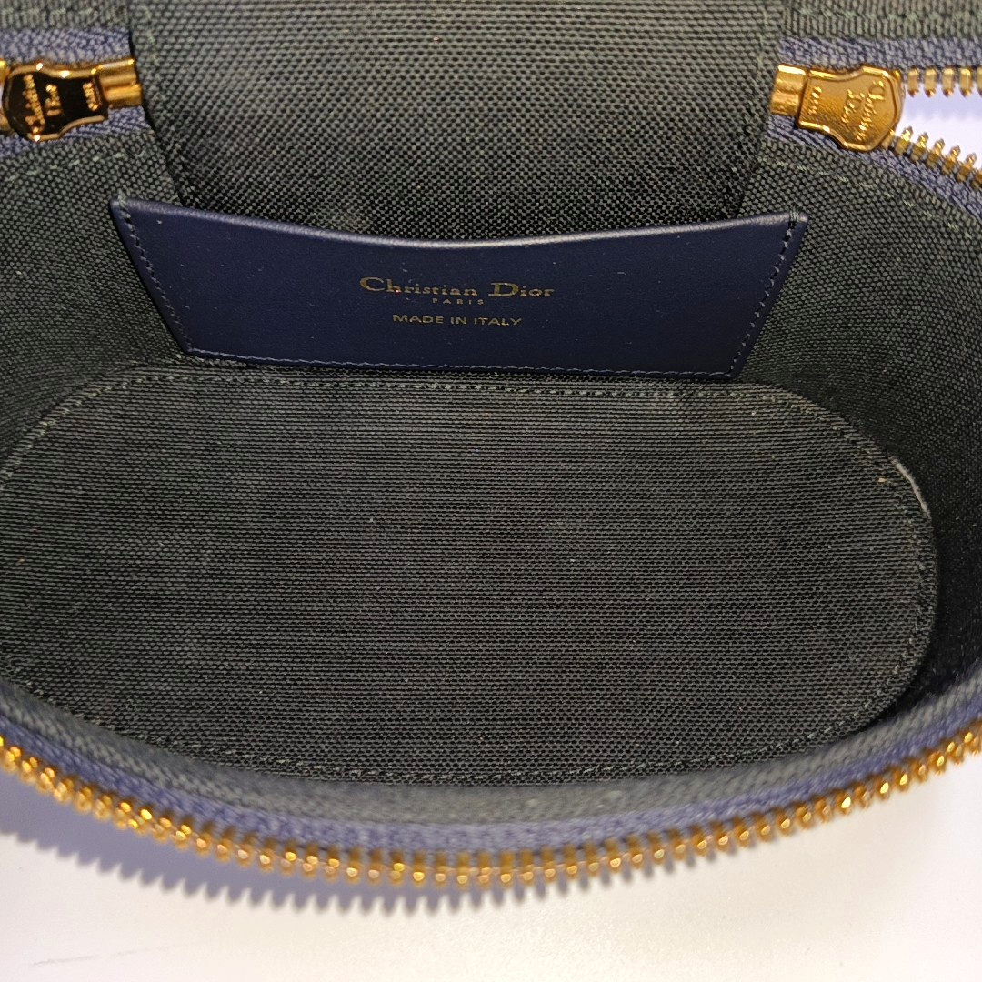 DIOR 30 Montaigne Mini Blue Canvas Monogram Embroidered Shoulder Bag Crossbody Handbag Gold Hardware Removable Strap-(SKU)-965602626