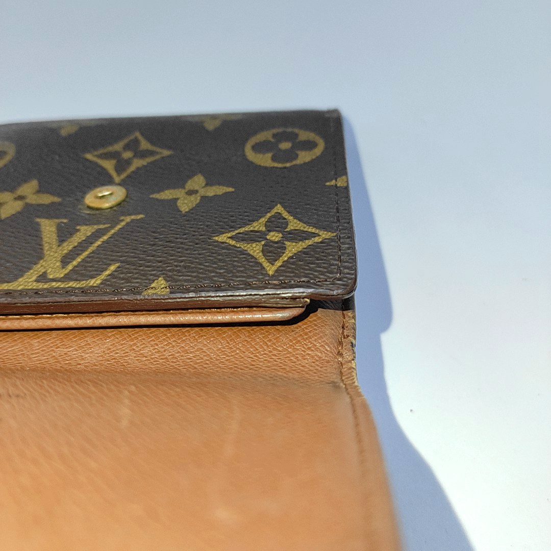 LOUIS VUITTON ELISE Brown coated canvas vintage wallet Golden hardware Vintage model-(SKU)-953704292