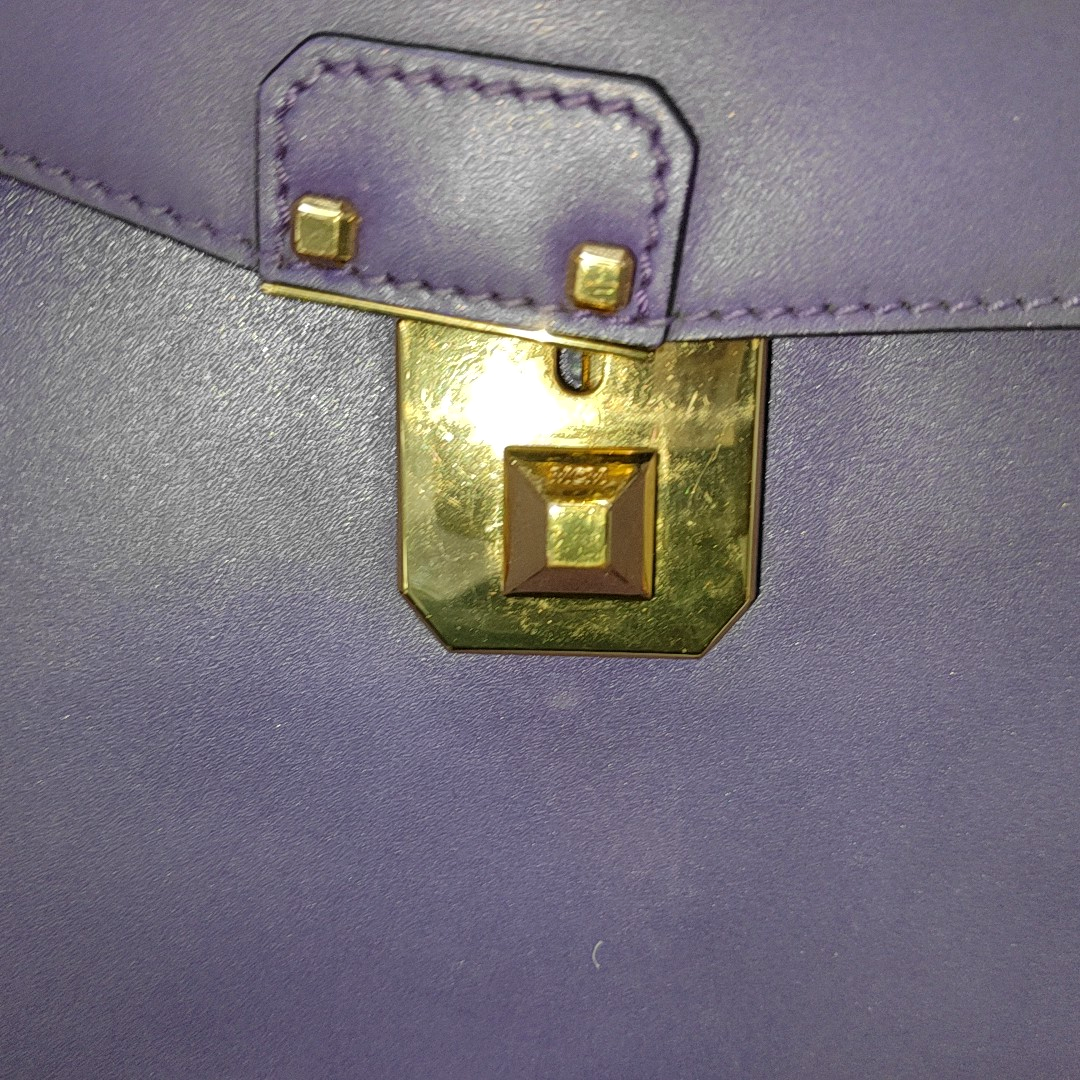 MCM Purple Leather Single Shoulder Bag Handbag Crossbody Bag Golden hardware Removable shoulder strap-(SKU)-14183353
