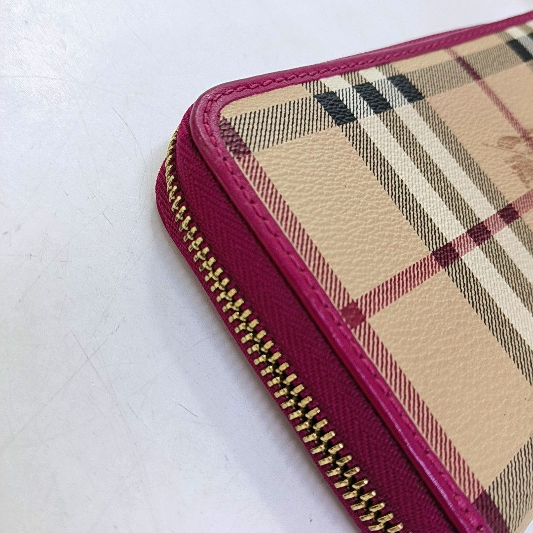 BURBERRY Khaki Coated Canvas Warhorse Plaid Wallet Golden hardware-(SKU)-959925187