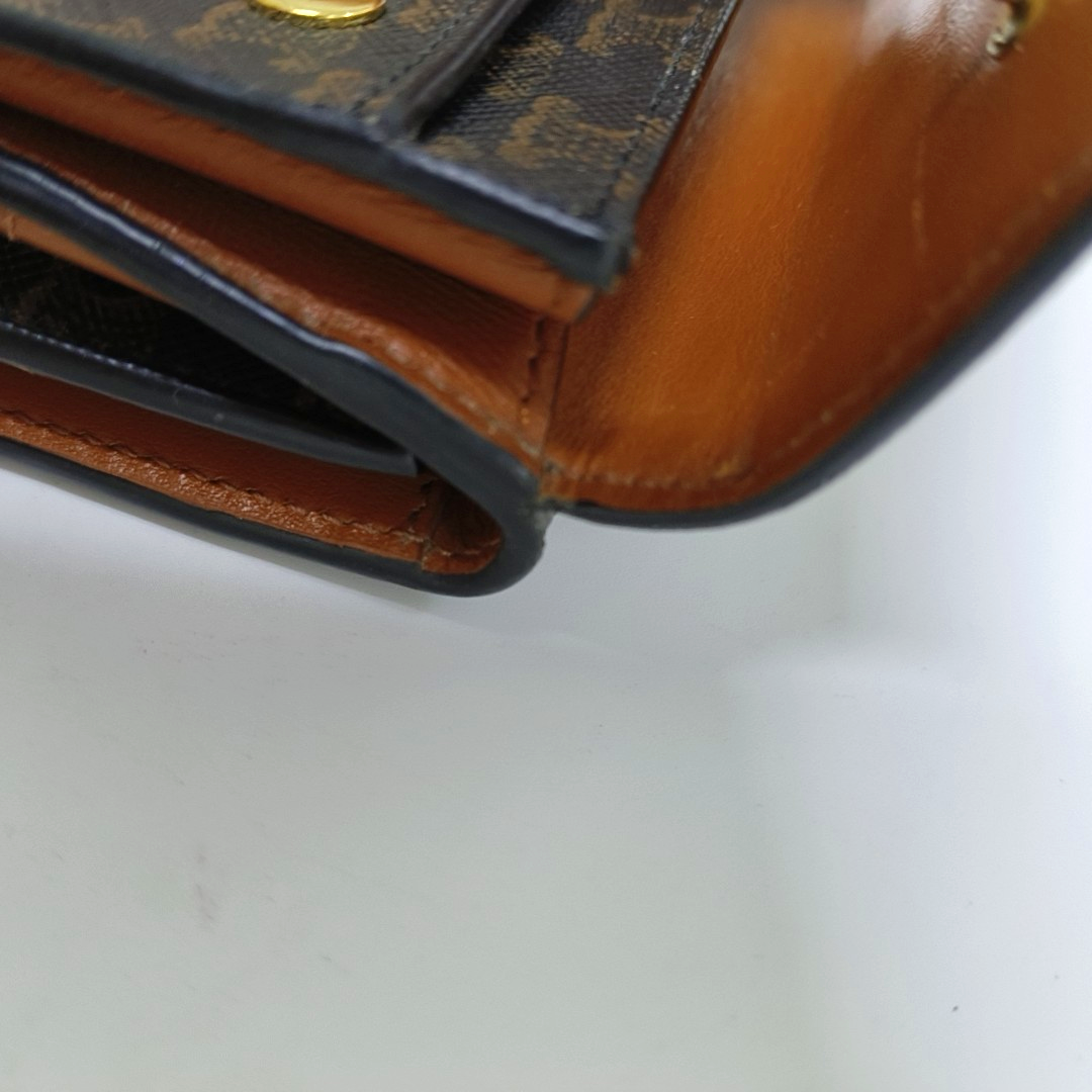 CELINE Brown Coated Canvas Triumph Wallet Golden hardware-(SKU)-939788660