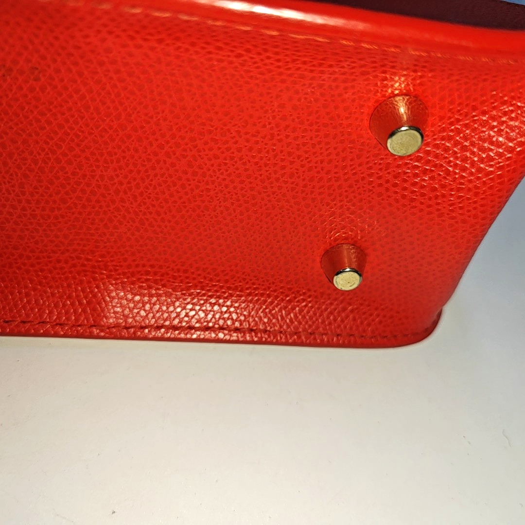 FURLA Red Leather Rivets Shoulder Bag Crossbody Bag Golden hardware-(SKU)-940159731