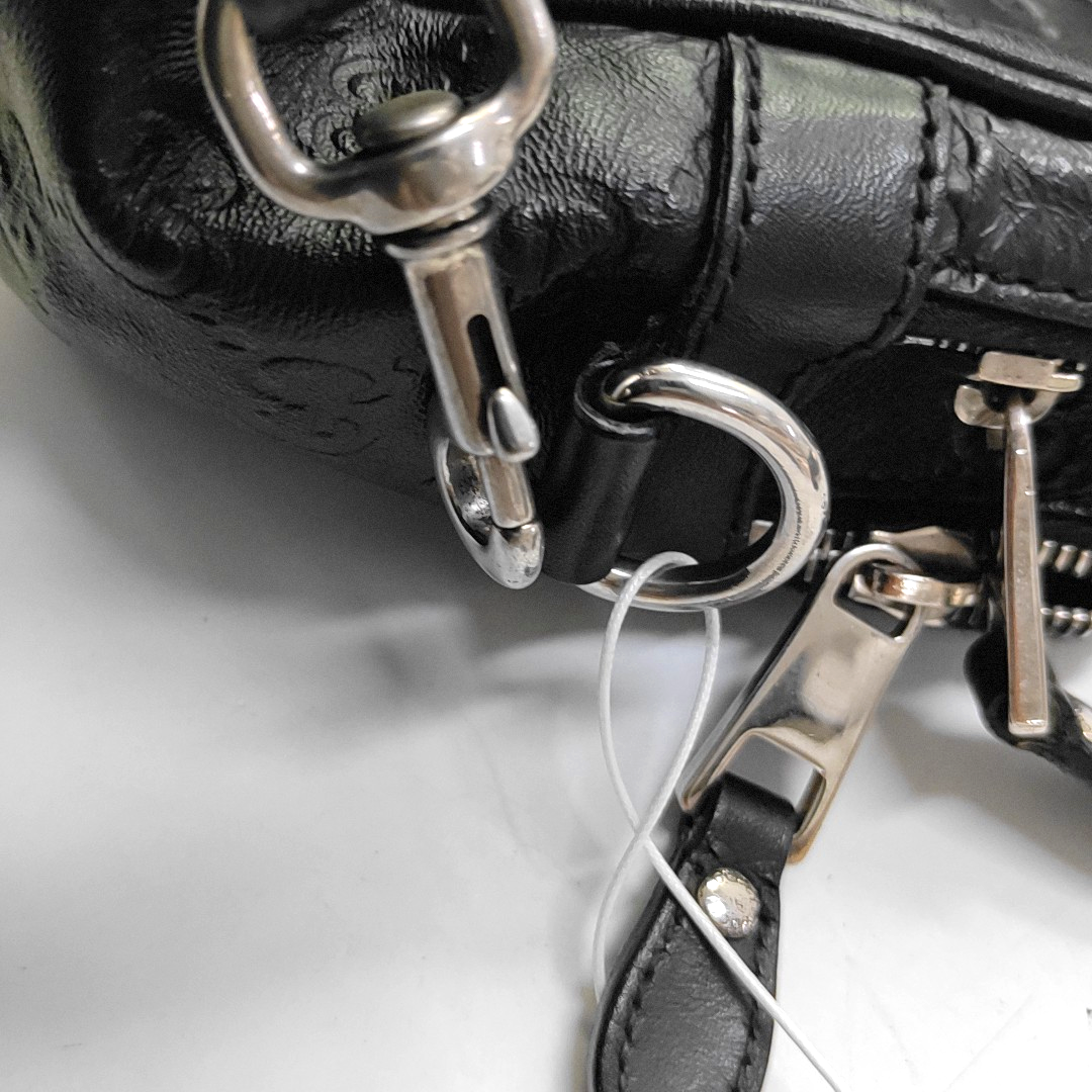 GUCCI Black cowhide monogram embossed handbag Silver Hardware-(SKU)-951637057