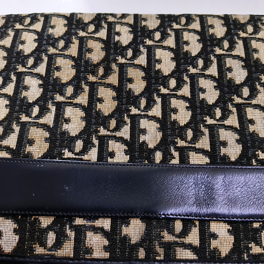 DIOR Brown Canvas Monogrammed Clutch Golden hardware-(SKU)-956712038