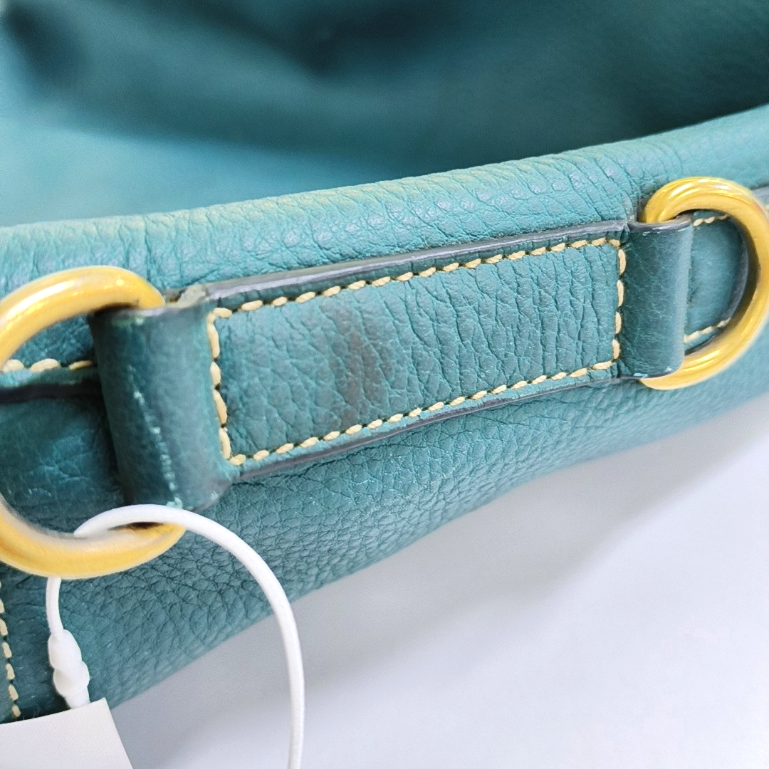 PRADA Bauletto Saffiano Teal Green Leather Handbag Golden hardware-(SKU)-947004681