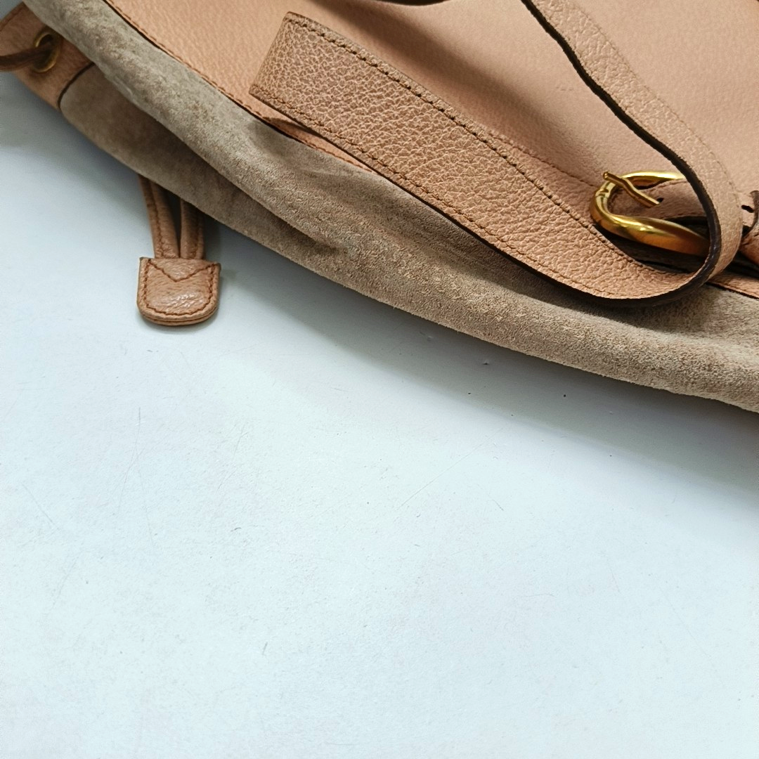 GUCCI Brown suede bamboo backpack Golden hardware-(SKU)-948850535