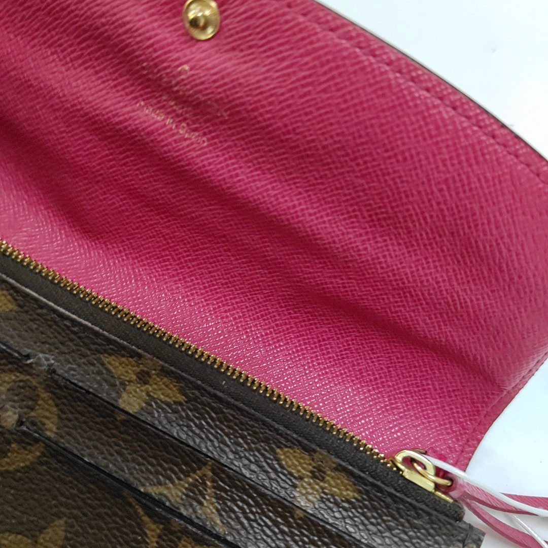 LOUIS VUITTON EMILIE Brown coated canvas vintage wallet Golden hardware-(SKU)-960163038