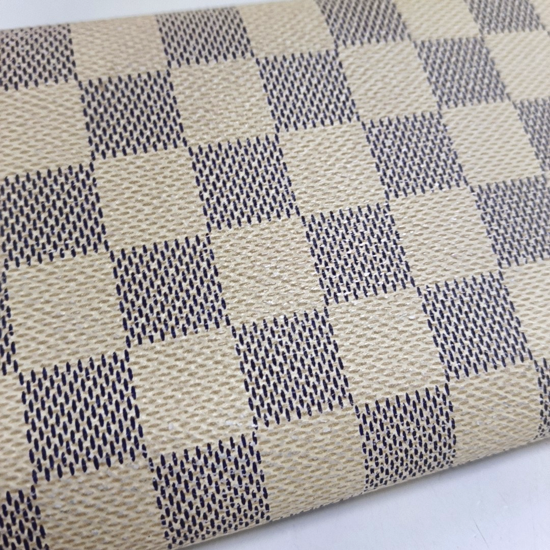 LOUIS VUITTON EMILIE White Coated Canvas Checkered Wallet Golden hardware-(SKU)-954698850