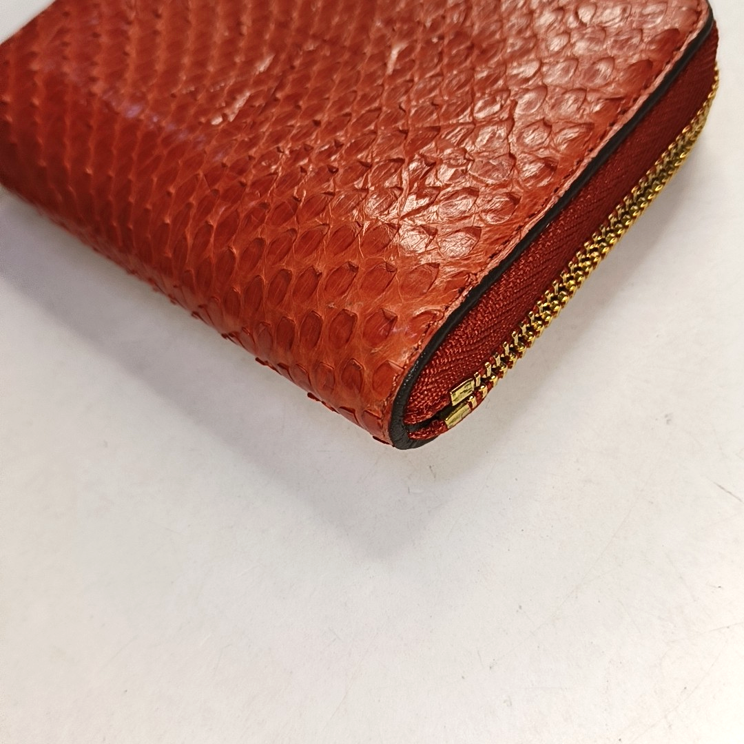 LOUIS VUITTON Orange Red Snake Skin Wallet Golden hardware-(SKU)-952344974