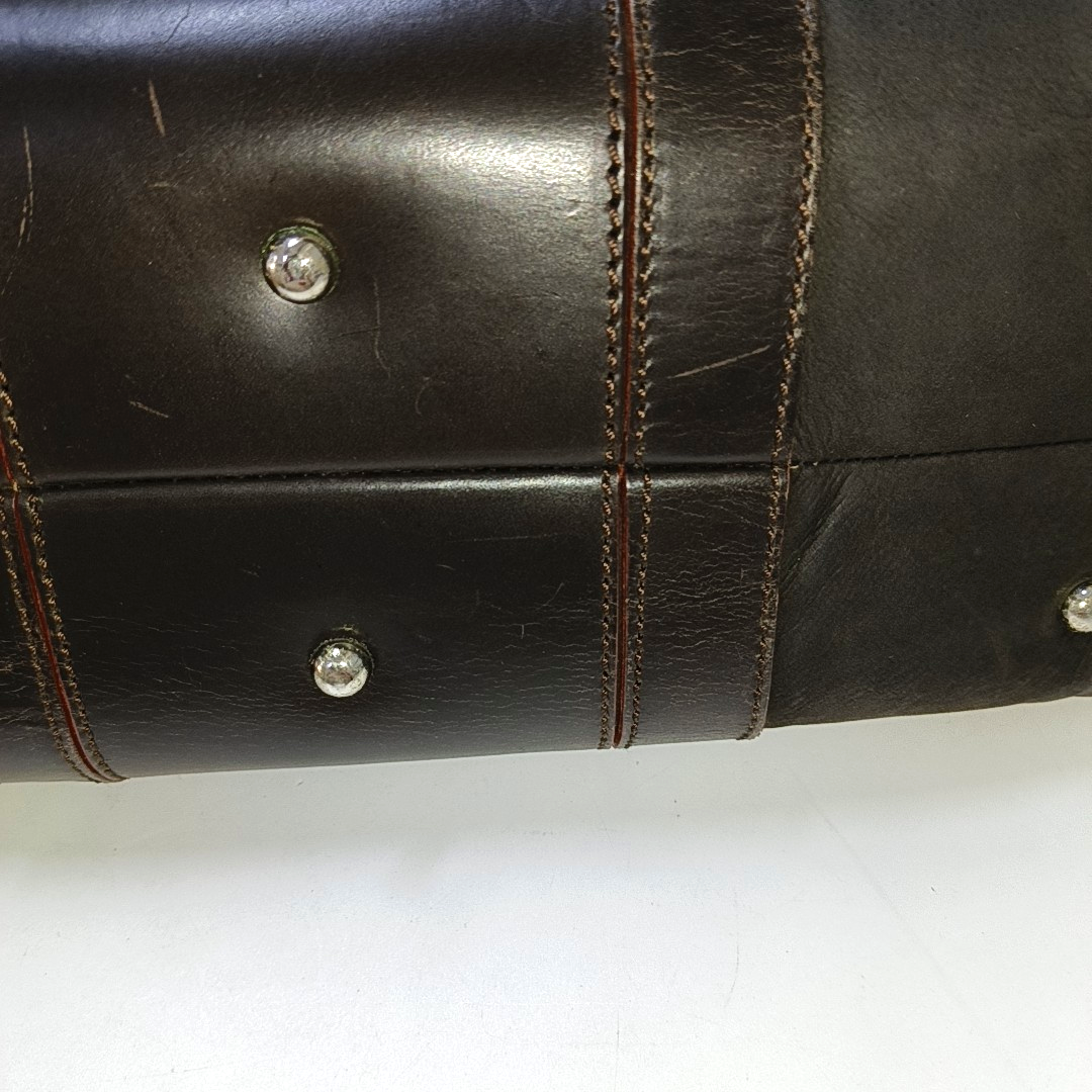 LOEWE Tote bag Dark Brown Leather Handbag Silver Hardware shoulder straps-(SKU)-938692603