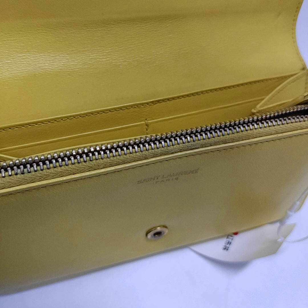 YSL CHYC Y LIGNE Yellow Cowhide Wallet Golden hardware-(SKU)-960428590