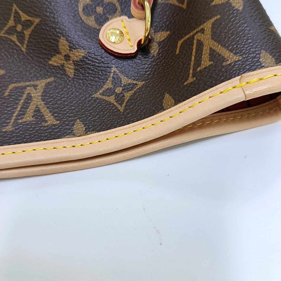 LOUIS VUITTON NEVERFULL Medium Size Brown Coated Canvas Monogram Shopping Bag Shoulder Bag Handbag with Complete Accessories Gold Hardware-(SKU)-956798304