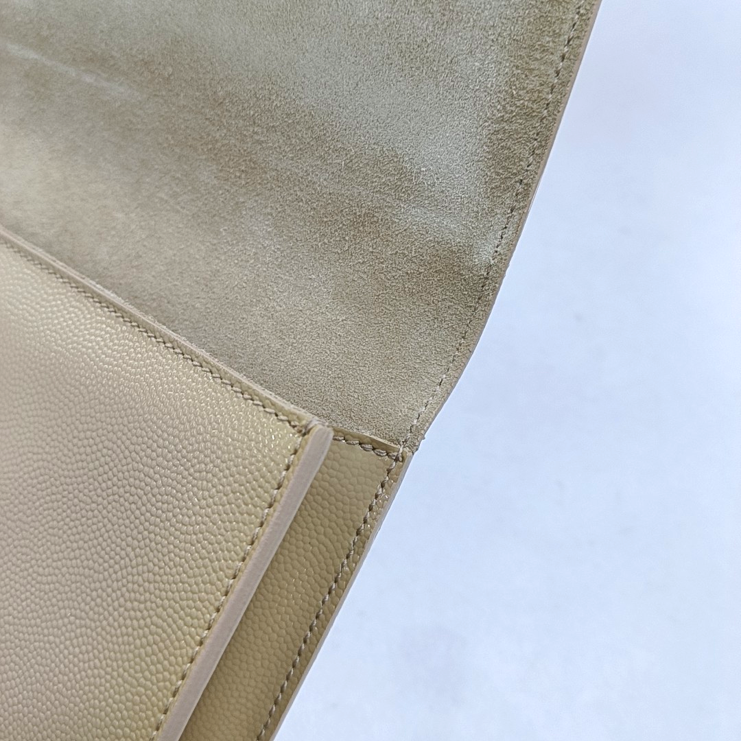 YSL Khaki Cowhide Handbag Golden hardware-(SKU)-948372708