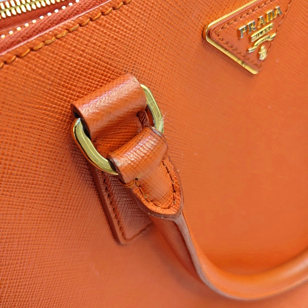 PRADA Galleria Orange Cowhide Logo Killer Bag Tote Bag Single Shoulder Bag Golden hardware-(SKU)-957733910