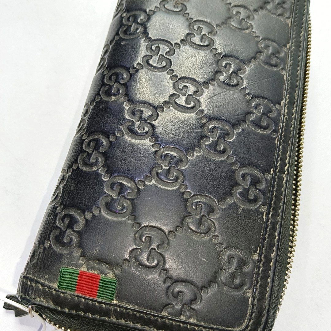 GUCCI Black cowhide monogram embossed handbag Silver Hardware-(SKU)-959345150