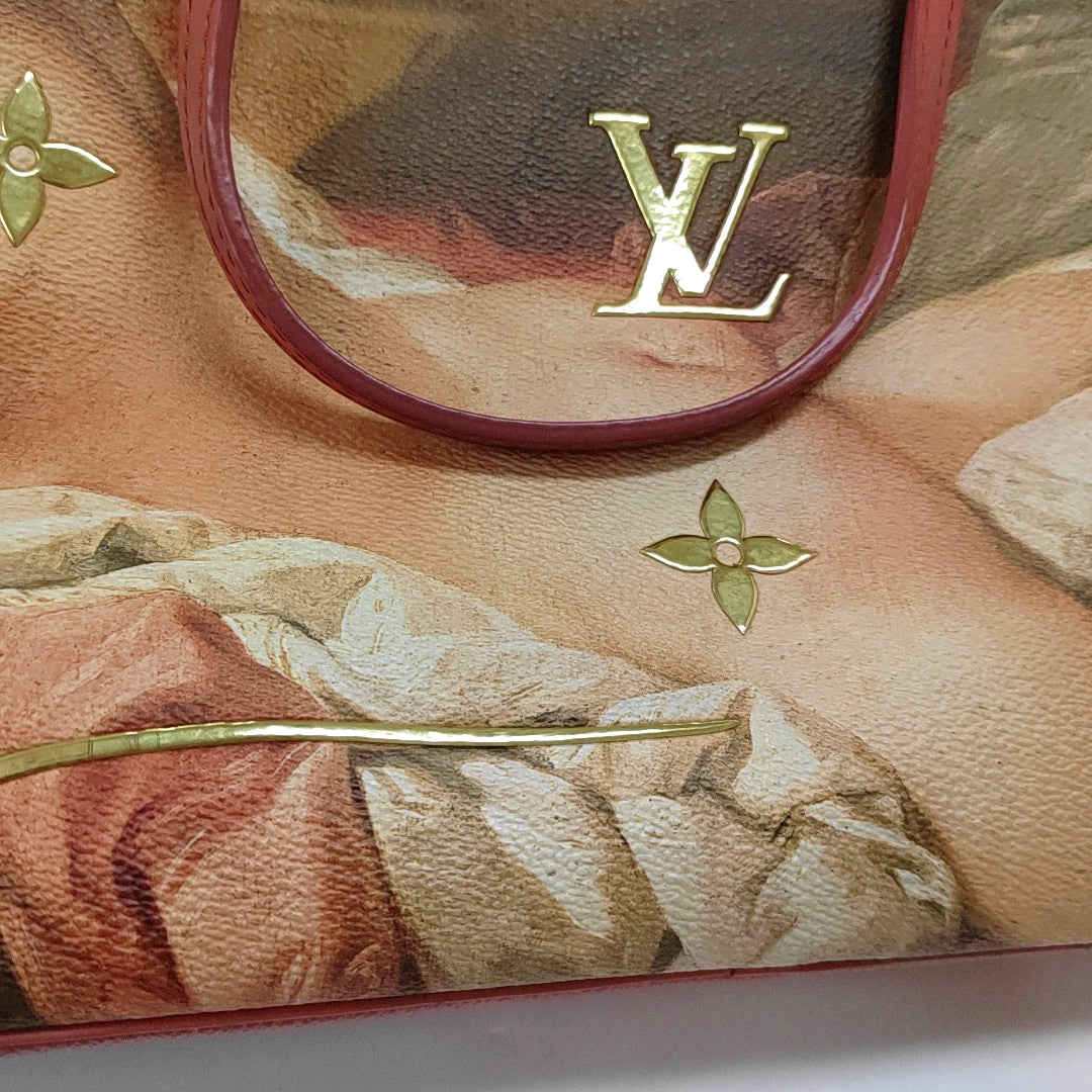 LOUIS VUITTON NEVERFULL Medium Multicolor Coated Canvas Monogram Print Patchwork Shoulder Bag Gold Hardware Interior Pockets-(SKU)-968671319