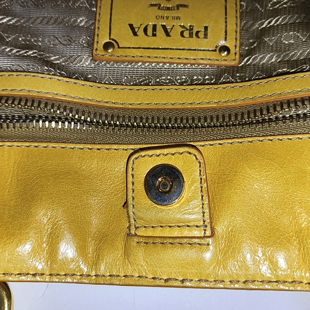 PRADA Tote bag Yellow Leather Crossbody Bag Golden hardware Removable shoulder strap-(SKU)-959736283