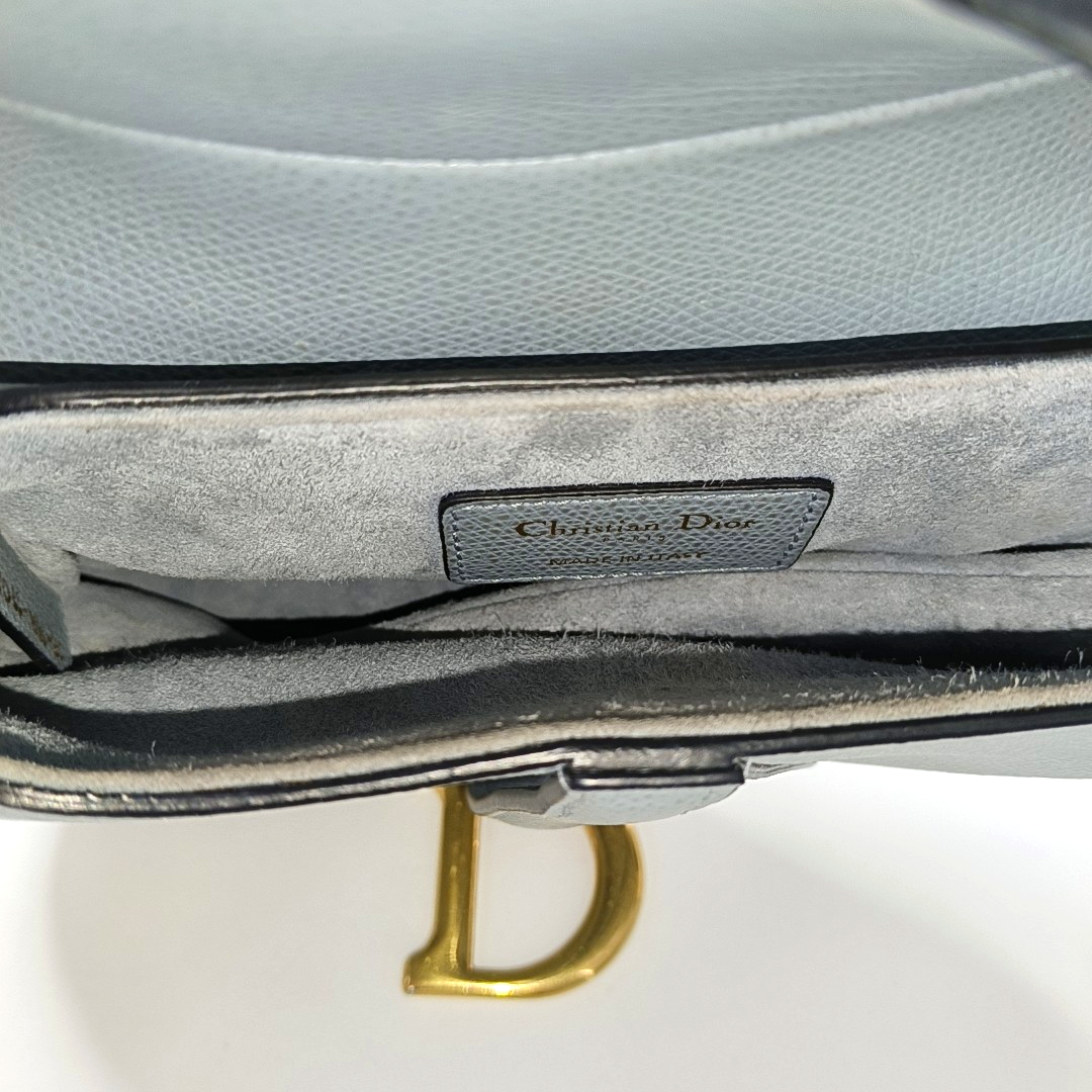 DIOR Saddle Mini Blue Calfskin Saddle Bag Shoulder Bag Golden Hardware Detachable Strap-(SKU)-951263637